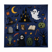 Toile de fond photo personnalisée en plastique PE pour Halloween - Imperméable, pour intérieur et extérieur, fond mural amusant pour fête à thème dessin animé