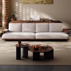 2025 Phong Cách Mới Rắn Gỗ Óc Chó <span class=keywords><strong>Sofa</strong></span> Đặt Phòng Khách Hiện Đại Thẳng Vải Với Bài Hát Thẩm Mỹ Ánh Sáng Sang Trọng Đồ Nội Thất Nhà - Product Image 3