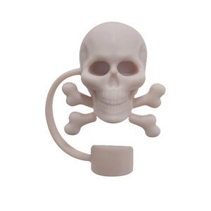 Tùy chỉnh Silicone 10 mm 3D rơm tip Bìa cap Gothic PUNK ROCK Skeleton rơm toppers cho tumbers - Product Image 2