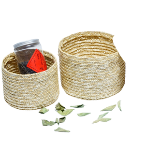 घर रहने वाले कमरे के लिए भूसे के साथ सौंदर्य प्रसाधन भंडारण टोकरी स्मारिका उपहार बॉक्स पैकेजिंग स्टाइलिश डेस्कटॉप भंडारण बास्केट - Product Image 6