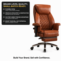 Chaise de bureau de direction ALINUNU de luxe en cuir marron avec repose-pieds rétractable, dossier haut, ergonomique, chaise de patron