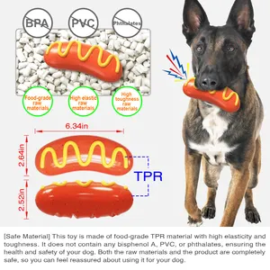 New Design Pet Squeaker Toy For Dogs Durable Hot Dog Chew Toys Tpr Fun Interactive Dog