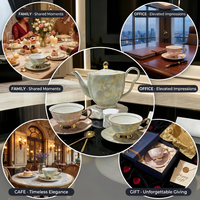 Service à thé de l'après-midi Kingze en porcelaine fine de style britannique avec bordure dorée, tasses à café et soucoupes avec théière – Vente en gros