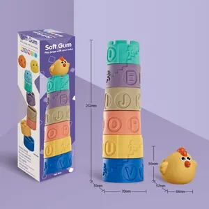 Neues Produkt Baby Blocks Weiche Bausteine Squeeze Play With Numbers Tiere Form Silikon Stapeln Montessori Toy