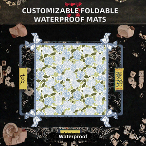 Floral Neoprene Mahjong <b>Poker</b> Mat Foldable Waterproof Noise Reduction <b>Table</b> Cover for Home Gaming - Product Image 2