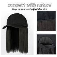 Sombrero de Sol para Mujer, Estilo Europeo y Americano, Primavera-Verano, Peluca Corta Bob, Gorra de Béisbol con Peluca de Cabello Lacio Corto