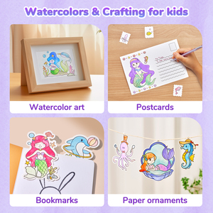 Libro de Pintura Mágica de Agua Colorida Joycat, Venta al por Mayor, Libro para Colorear con Temática de Sirena Morada, Libro de Imágenes de Acuarela - Product Image 3