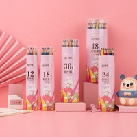 Crayons de couleur en plastique certifiés FSC EN71, 12/18/24/36/48 couleurs, en tube, non toxiques, pour le dessin des enfants, papeterie artistique, vente en gros