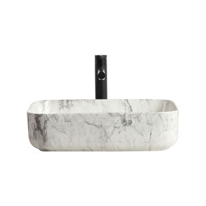 Lavabo de Cerámica Rectangular Pequeño para Decoración, Lavabo de Mármol para Encimera de Baño - Product Image 5