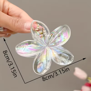 กิ๊บติดผมแฟชั่นผู้หญิง ดงดง ขายส่ง แบบมีประกาย หวาน น่ารัก ขนาด 8 ซม. รูปทรงดอกไม้ไข่หลากสี ทำจากพลาสติก - Product Image 3