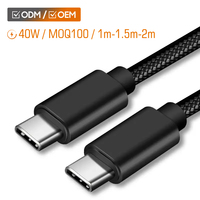 Câble USB Type C de charge rapide PD 30W 40W en gros, 1M, tressé en nylon, cordon de synchronisation de données, accessoires mobiles OEM en gros