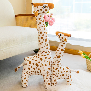 Yaratıcı doldurulmuş zürafa oyuncak karikatür süper yumuşak zürafa işlemeli gözler ve fermuarlar zürafa hayvan oyuncaklar ile doldurulmuş peluş oyuncak - Product Image 1