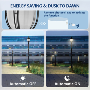 Lampe de jardin en aluminium certifiée ETL, alimentée par courant alternatif 120 V, IP65, LED 5000 K, lampadaire à capteur, garantie 5 ans pour l'éclairage - Product Image 3