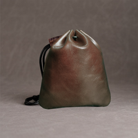 Pochette à cordon en cuir véritable, sac de rangement portable pour cosmétiques, rouges à lèvres, bijoux, pochette organisatrice en cuir pour un usage quotidien en voyage