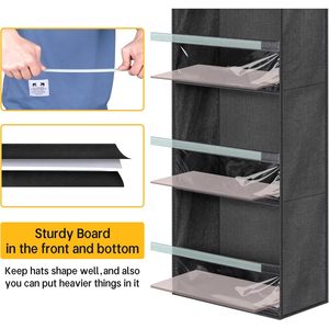 Over Door <b>Hat</b> Organizer 33x15x85cm Oxford Fabric Black Hanging Storage Rack For Baseball Caps Closet Wall Mount - Product Image 4