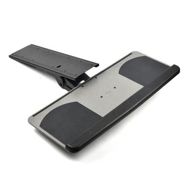 Adjustable 360 ROTATING Pull-Out Sliding Computer Keyboard Tray New Design No Punching Clamp Space-Saving Desk Organizer