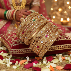 PADMAWATI – Ensemble de bracelets de luxe en tungstène plaqué or, multicolores, originaux, de haute qualité, pour mariages indiens, fêtes et cadeaux - Product Image 3
