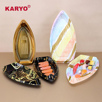 Boîte d'emballage pour sushis à emporter KARYO 7102/7103, forme bateau, conteneur en plastique jetable, plateau à sushis avec couvercle