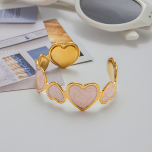 Bracelet en alliage de zinc en forme de cœur, serti de pierres, bijoux unisexes, cadeau - Product Image 4