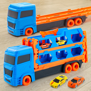 Camion de transport pliable, jouet, porte-voitures en métal moulé sous pression avec piste de course, véhicule transformable 3 en 1 pour enfants - Product Image 1
