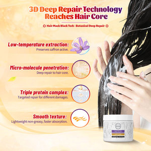 Mascarilla Capilar con Extracto de Azafrán con Logotipo Personalizado OEM/ODM, Certificada por BSCI para el Tratamiento del Cabello Dañado, Suaviza las Cutículas y Previene las Puntas Abiertas - Product Image 3