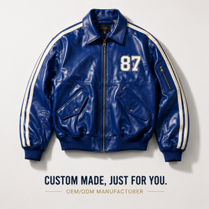 <span class=keywords><strong>Chaqueta</strong></span> <span class=keywords><strong>de</strong></span> Cuero <span class=keywords><strong>Azul</strong></span> Rey con Logotipo Personalizado para Hombre, <span class=keywords><strong>Chaqueta</strong></span> Letterman con <span class=keywords><strong>Rayas</strong></span> Blancas, <span class=keywords><strong>Chaqueta</strong></span> Bomber Bordada, Fabricante OEM ODM - Product Image 1