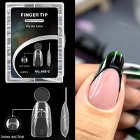 140PCS Moldes de Uñas de Plástico Mate para Uñas Francesas Rápidas, Formas Superiores Ovaladas, Cuadradas y de Ataúd, con Línea de Arco Interior, Puntas de Doble Forma