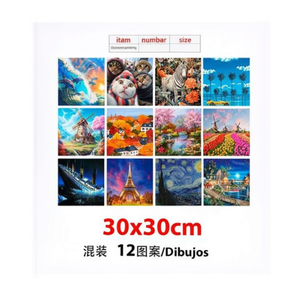 Kit Pittura Diamante 5D Ilan 30x30cm 12 Disegni Assortiti Decorazione Casa - Product Image 1