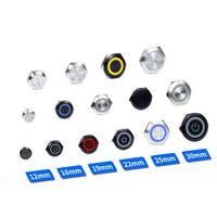 Commutateurs à bouton-poussoir noirs 12mm 16mm 19mm 22mm avec fils interrupteur à bouton-poussoir Led étanche éclairé par l'alimentation
