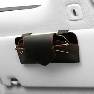 NEW Design Interior Car Accessories PU leather sunglasses storage Car Sun Visor sunglasses holder for Car
