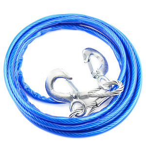 Heavy Duty 10mm*5M*7T Steel Wire <strong>Tow</strong> Cable Towing <strong>Strap</strong> <strong>with</strong> <strong>Hooks</strong> Emergency Tools for Car Towing - Product Image 1