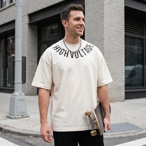 T-shirt Oversize Personalizzata 100% Cotone Pesante con Spalle Cadenti e Stampa Grafica Streetwear Vestibilità Boxy da Uomo - Product Image 6