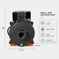 Mini pompe de surpression à aspiration axiale avec turbine en plastique technique, pour eau chaude et froide 0-100°C, garantie 18 mois