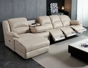 Fashion design leather reclining sofa home cinema sofa with cup holder furniture soft modern livingroom message sofas