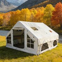 Tente de camping gonflable côtière de 12,96 m² avec fenêtres à quatre panneaux, grande tente de camping avec plancher tubulaire, tente de bord de mer