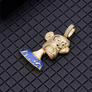 Perhiasan Hiphop berlian zirkon kubik Y2k Enamel Nft kartun Crypto 925 liontin desain Ape logam perak - Product Image 3