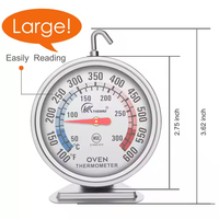Termometer Oven Baja Tahan Karat, Pengukur Suhu Mekanis Presisi Tinggi, Dial Besar untuk Memanggang, Memasak, BBQ, Panggangan, Dapur