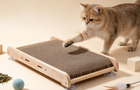 Arbre à chat vertical de luxe classique et écologique, design ondulé, en sisal et bois, pour intérieur et extérieur, avec griffoir