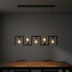 Lámpara Colgante Cuadrada Negra LED E14 6000K Luz Blanca Fría, Altura Ajustable, Araña de Hierro con Ángulo de Haz de 360°, CRI 80 para Sala de Estar - Product Image 2