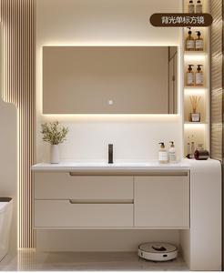 Ensembles de meubles-lavabos de salle de bain modernes et minimalistes en céramique et PVC avec miroir intelligent, installation facile, gain de place pour la maison - Product Image 6