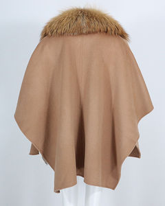 OFTBUY 2023 Legal das Mulheres Natural Casaco De Pele De Raposa Bat Casaco De Ponto Aberto Blends De Lã De Cashmere Casaco De Manto De Lã De Pele Real - Product Image 4