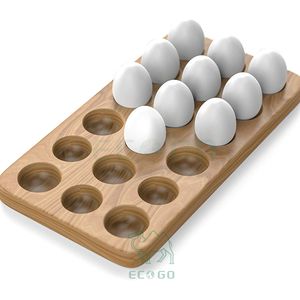 Wooden Egg Holder for 18 Eggs <b>Tray</b> Acacia Multi Egg Holder for Families Bamboo Egg Organizer for <b>Fridge</b>, Kitchen, Countertop - Product Image 1