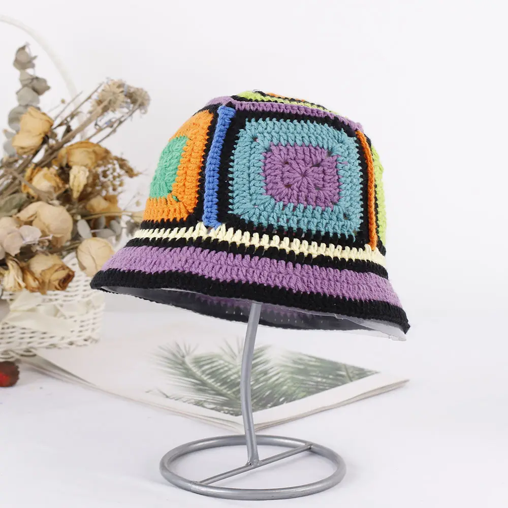 Sombrero de pescador de punto a juego de Color tejido a mano de diseñador coreano para mujer, sombrero de cubo de lana pequeño con aspecto de cara de cuatro estaciones, marea