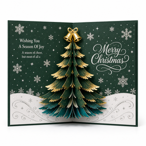 Carte de vœux de Noël imprimée numériquement en 3D avec vernis brillant et motif d'arbre pour offrir en cadeau en saison - Product Image 1