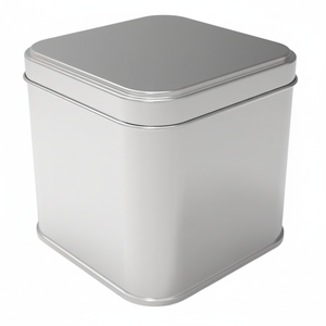 Caja de Hojalata Cuadrada Kontensan de 500 ml para Chocolate Dragee, 87 x 87 x H80 mm, 0.5 L, Modelo L478 con Tapa Deslizante - Product Image 2