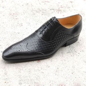 High Quality Pointed Toe Carved Lace-Up Men's Formal <b>Shoes</b> Business Banquet & Wedding Leather <b>Shoes</b> with <b>Height</b> <b>Increasing</b> - Product Image 6
