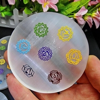 Vente en gros plaque de chargement en sélénite blanche de forme ronde en cristal plaque gravée en sélénite pour pendentifs