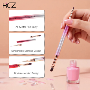 Hechunzi Full Customization New Colorful All Metal Double-headed Detachable Design Hexagonal Non Slip Nail Art Brushes - Product Image 3