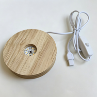 Lampe de table ronde en bois sur mesure, support de lampe, piles AAA, prise USB, batterie au lithium, lumière blanc chaud multicolore, homologuée CE