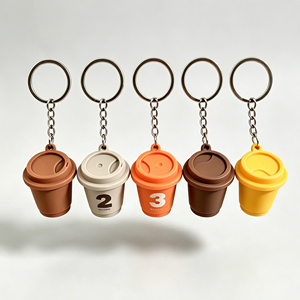 Llaveros Promocionales Personalizados de Silicona 3D con Forma de Comida, Lindos Llaveros de Goma con Diseño de Taza de Café, Cápsula de Té de Burbujas, para Tiendas - Product Image 2